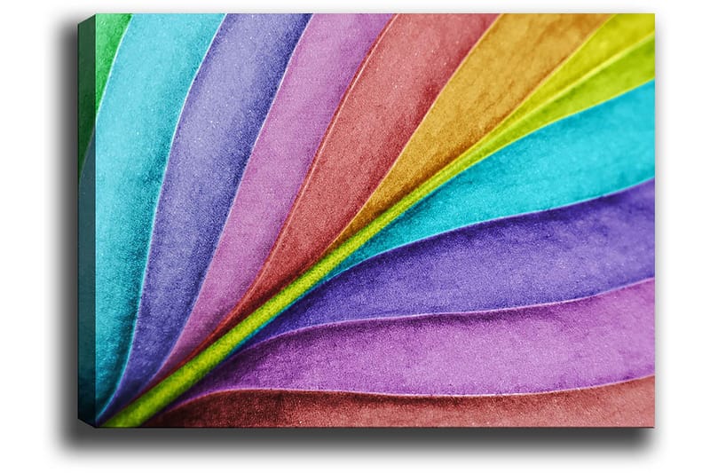 Canvas taulu 70x100 cm - Värikkäät, aaltoilevat lehdet eri sävyissä luovat dynaamisen ja eloisan sommitelman - Turkoosi / Violetti / Vihreä - Sisustustuotteet - Taulu & taide - Canvas-taulu