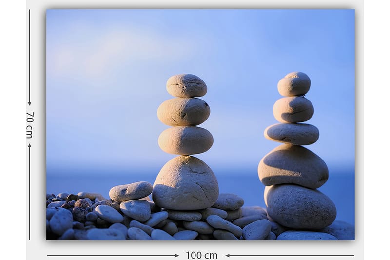 Canvas taulu 70x100 cm - Vakaat kivet harmonisessa tasapainossa - Vaaleanharmaa / Beige / Sininen - Sisustustuotteet - Taulu & taide - Canvas-taulu