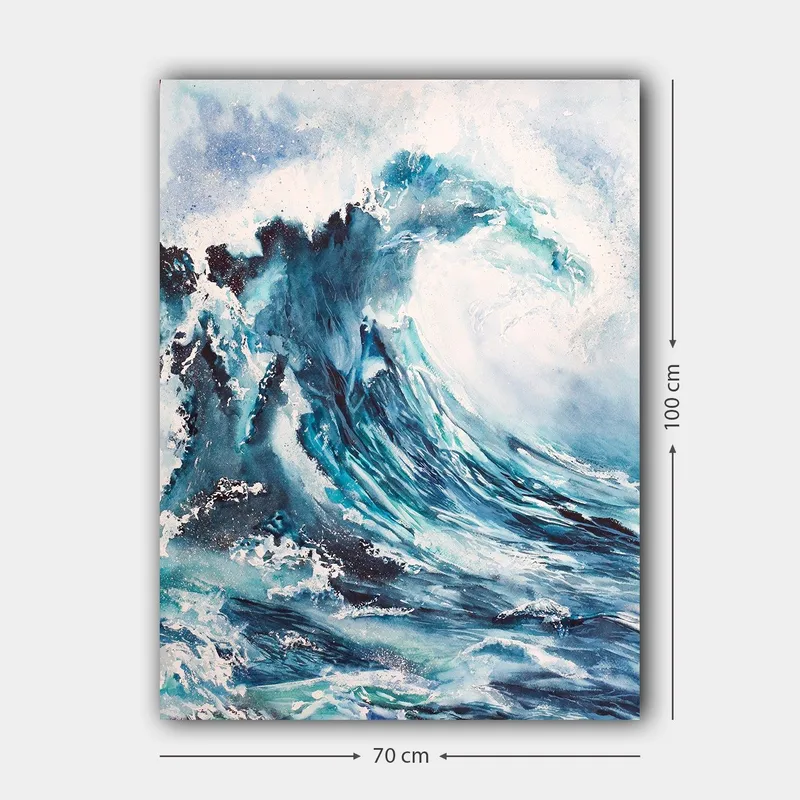 Canvas taulu 70x100 cm - Voimakas aalto murtuu rannalla - Tummansininen / Turkoosi / Valkoinen - Sisustustuotteet - Taulu & taide - Canvas-taulu
