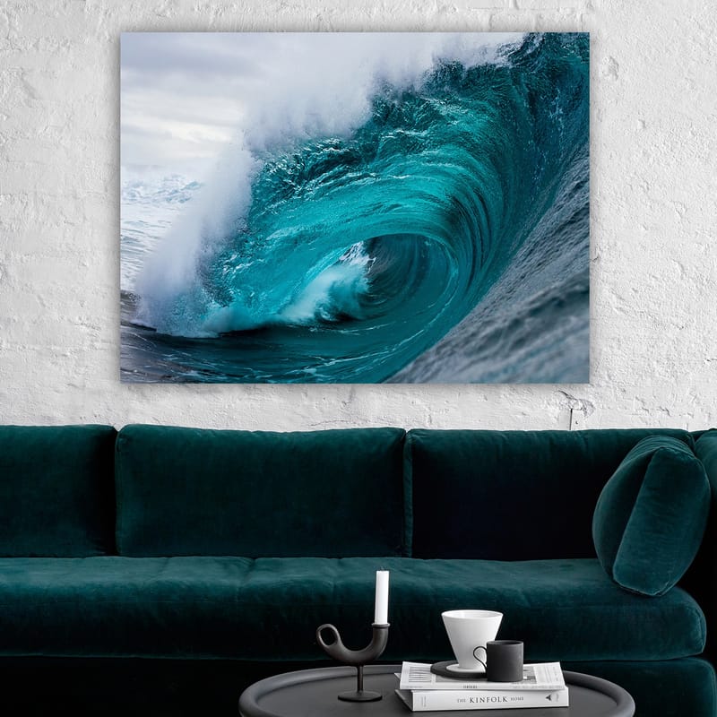 Canvas taulu 70x100 cm - Voimakas ja dynaaminen aalto murtuu meren pinnalla - Turkoosi / Tummansininen - Sisustustuotteet - Taulu & taide - Canvas-taulu