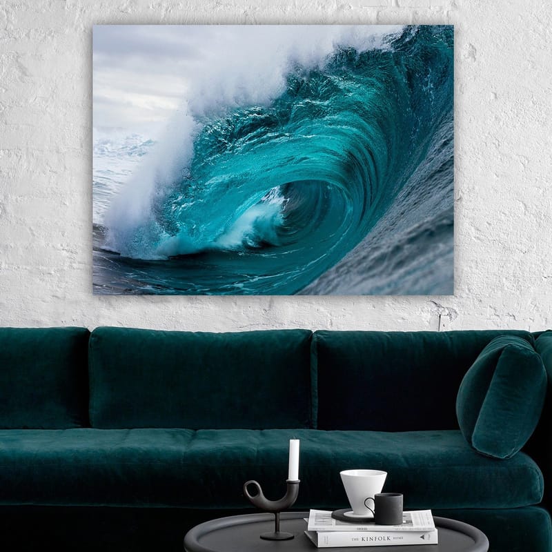 Canvas taulu 70x100 cm - Voimakas ja dynaaminen aalto murtuu meren pinnalla - Turkoosi / Tummansininen - Sisustustuotteet - Taulu & taide - Canvas-taulu