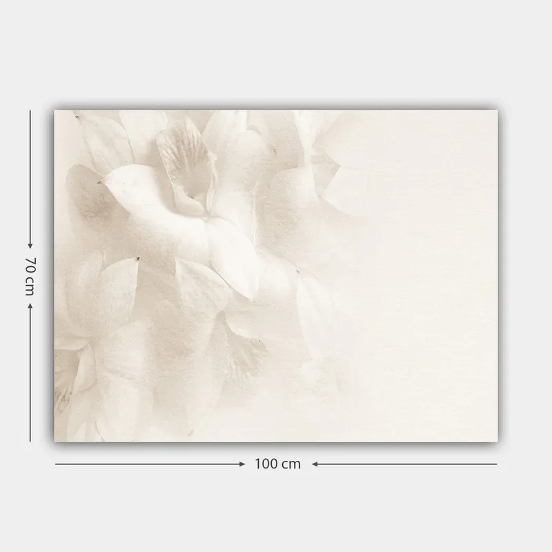 Canvas taulu 70x100 cm - Pehmeitä kukkia hienovaraisissa valkoisen sävyissä - Valkoinen / Vaaleanbeige - Sisustustuotteet - Taulu & taide - Canvas-taulu