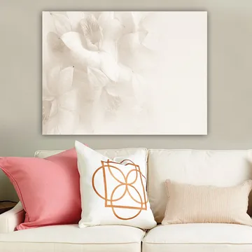 Canvas taulu 70x100 cm - Pehmeitä kukkia hienovaraisissa valkoisen sävyissä - Valkoinen / Vaaleanbeige - Sisustustuotteet - Taulu & taide - Canvas-taulu