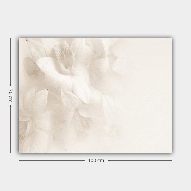 Canvas taulu 70x100 cm - Pehmeitä kukkia hienovaraisissa valkoisen sävyissä - Valkoinen / Vaaleanbeige - Sisustustuotteet - Taulu & taide - Canvas-taulu