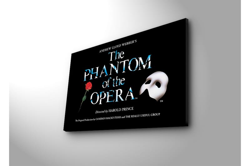 Canvas-taulu 70x45 cm - Naamio ja ruusu elokuvasta Phantom of the Opera - Musta / Valkoinen / Punainen - Sisustustuotteet - Taulu & taide - Canvas-taulu