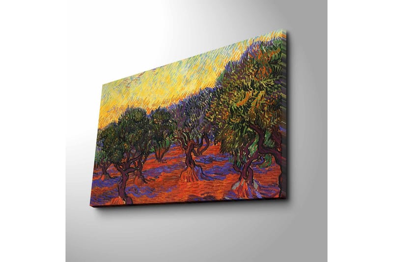 Canvas-taulu 70x45 cm - Oliivitarha värikkään taivaan alla - Vihreä / Oranssi / Violetti - Sisustustuotteet - Taulu & taide - Canvas-taulu