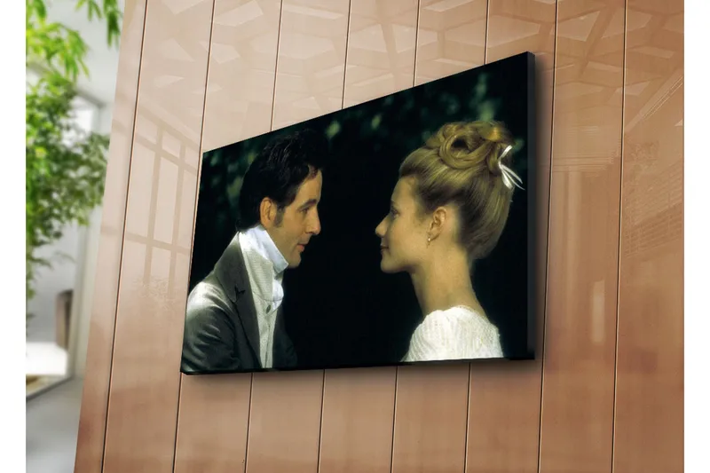 Canvas-taulu 70x45 cm - Romanttinen keskustelu kahden ihmisen välillä, Musta / Valkoinen / Harmaa