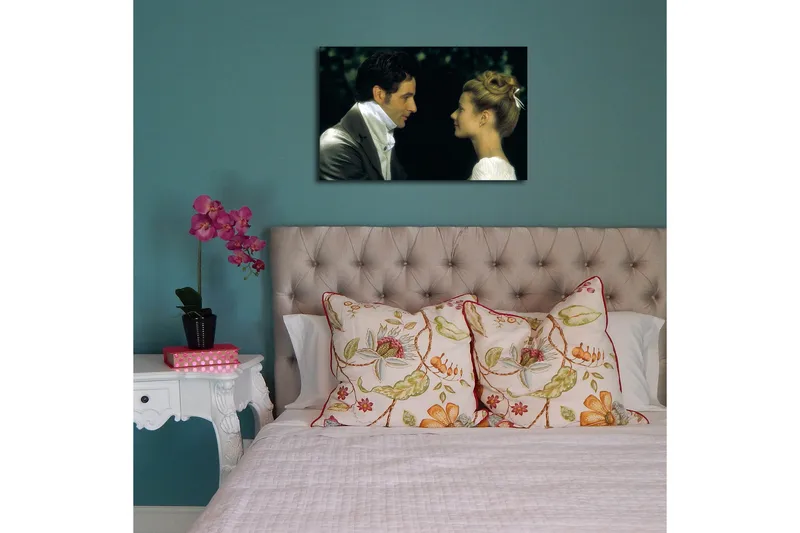 Canvas-taulu 70x45 cm - Romanttinen keskustelu kahden ihmisen välillä - Musta / Valkoinen / Harmaa - Sisustustuotteet - Taulu & taide - Canvas-taulu