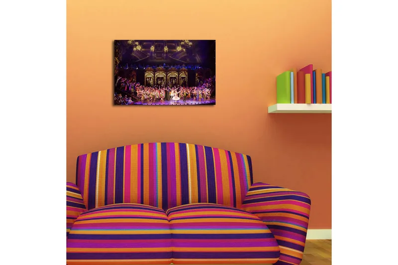 Canvas-taulu 70x45 cm - Upea näkymä tanssijoista värikkäissä asuissa - Violetti / Vihreä / Kulta - Sisustustuotteet - Taulu & taide - Canvas-taulu