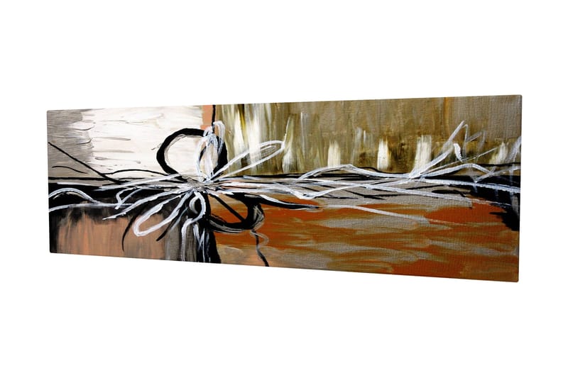 Canvas-taulu 80x30 cm - Abstrakti sommitelma naruilla ja muodoilla - Beige / Musta / Valkoinen - Sisustustuotteet - Taulu & taide - Canvas-taulu