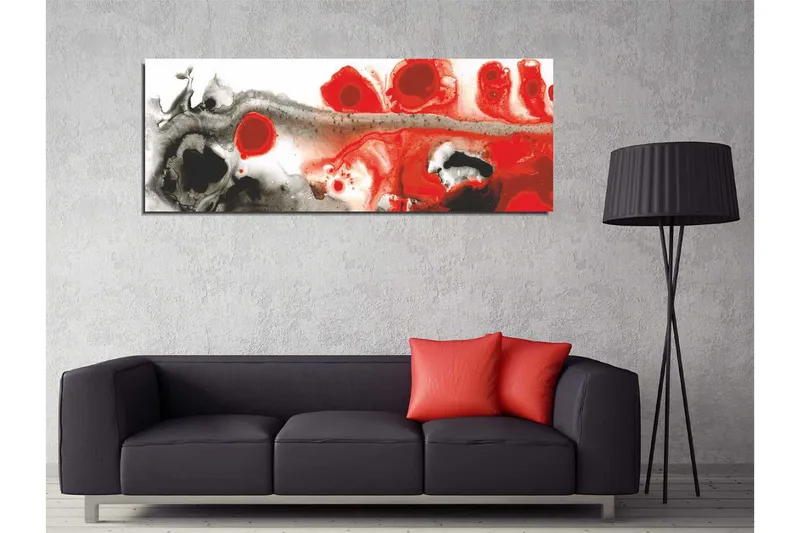 Canvas-taulu 80x30 cm - Abstrakti sommitelma punaisilla ja mustilla muodoilla - Punainen / Musta / Valkoinen - Sisustustuotteet - Taulu & taide - Canvas-taulu