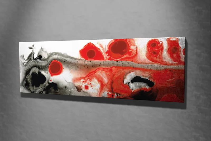 Canvas-taulu 80x30 cm - Abstrakti sommitelma punaisilla ja mustilla muodoilla - Punainen / Musta / Valkoinen - Sisustustuotteet - Taulu & taide - Canvas-taulu