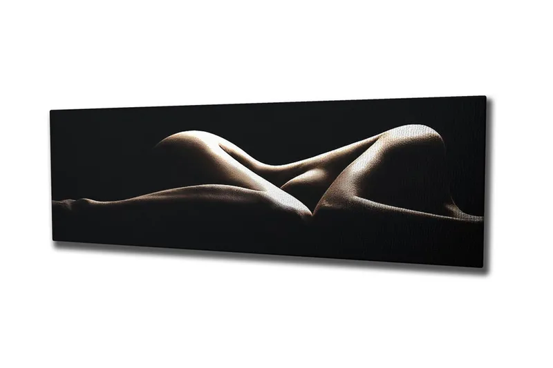 Canvas-taulu 80x30 cm - Aistillinen sommitelma alastomista vartaloista pehmeissä muodoissa - Beige / Musta - Sisustustuotteet - Taulu & taide - Canvas-taulu