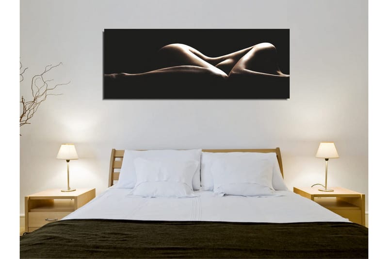 Canvas-taulu 80x30 cm - Aistillinen sommitelma alastomista vartaloista pehmeissä muodoissa - Beige / Musta - Sisustustuotteet - Taulu & taide - Canvas-taulu