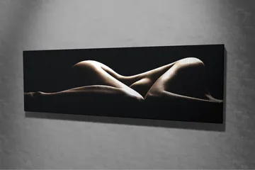 Canvas-taulu 80x30 cm - Aistillinen sommitelma alastomista vartaloista pehmeissä muodoissa - Beige / Musta - Sisustustuotteet - Taulu & taide - Canvas-taulu