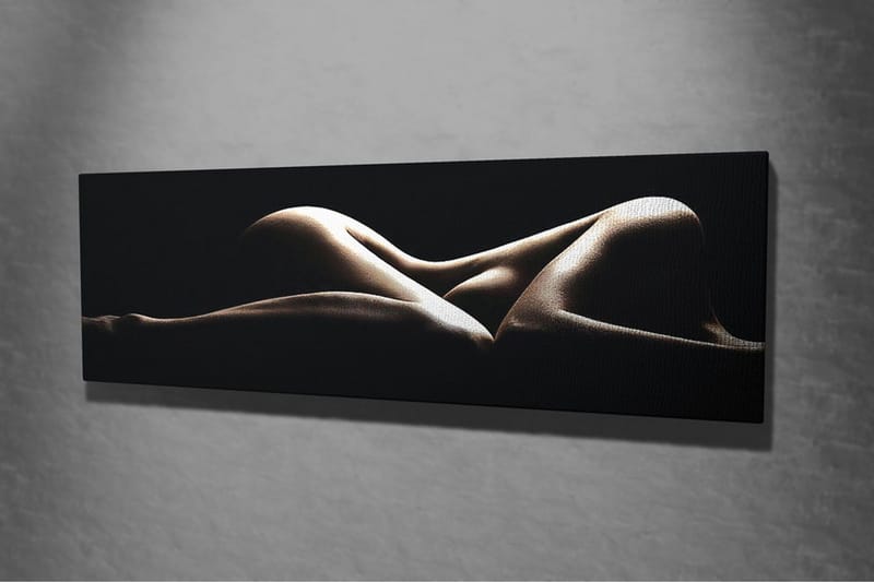 Canvas-taulu 80x30 cm - Aistillinen sommitelma alastomista vartaloista pehmeissä muodoissa - Beige / Musta - Sisustustuotteet - Taulu & taide - Canvas-taulu