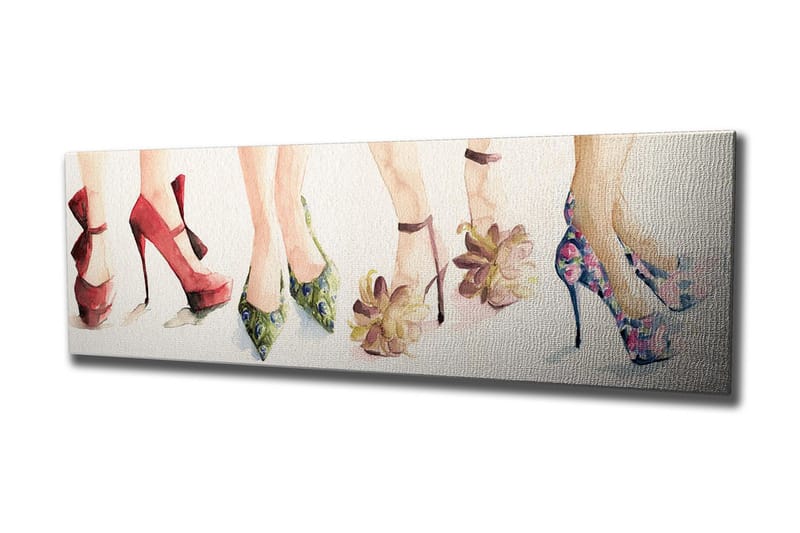 Canvas-taulu 80x30 cm - Värikkäät korkokengät eri tyyleissä - Punainen / Vihreä / Vaaleanpunainen - Sisustustuotteet - Taulu & taide - Canvas-taulu