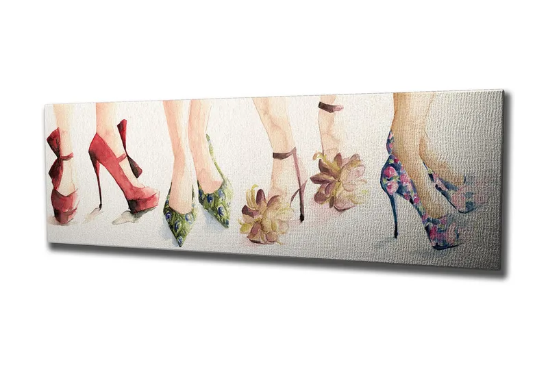 Canvas-taulu 80x30 cm - Värikkäät korkokengät eri tyyleissä - Punainen / Vihreä / Vaaleanpunainen - Sisustustuotteet - Taulu & taide - Canvas-taulu