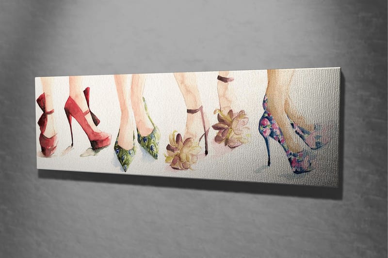 Canvas-taulu 80x30 cm - Värikkäät korkokengät eri tyyleissä - Punainen / Vihreä / Vaaleanpunainen - Sisustustuotteet - Taulu & taide - Canvas-taulu