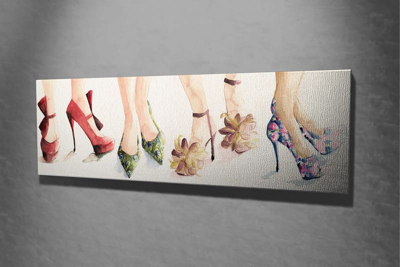 Canvas-taulu 80x30 cm - Värikkäät korkokengät eri tyyleissä - Punainen / Vihreä / Vaaleanpunainen - Sisustustuotteet - Taulu & taide - Canvas-taulu