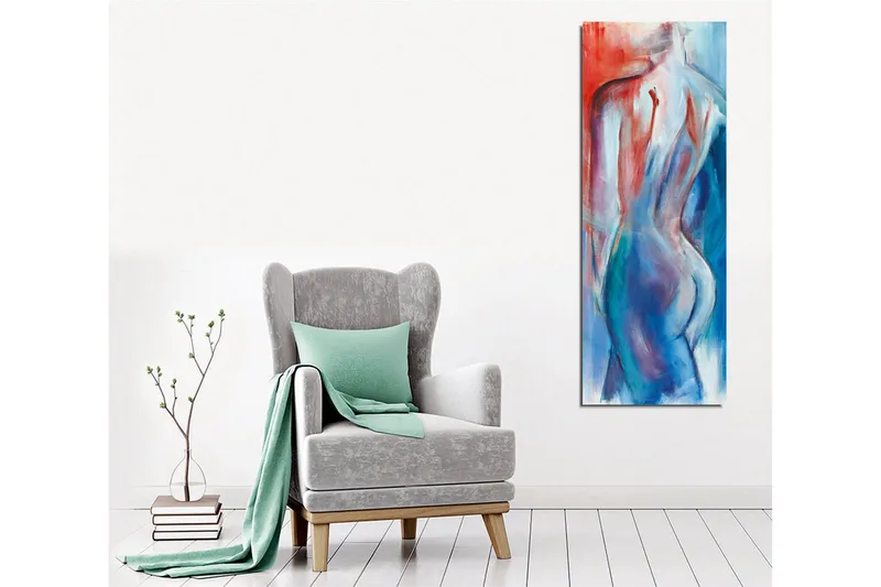 Canvas-taulu - Abstrakti alastonhahmo pehmeillä viivoilla ja värisiirtymillä - Punainen / Sininen / Valkoinen - Sisustustuotteet - Taulu & taide - Canvas-taulu