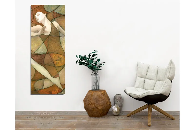 Canvas-taulu - Abstrakti hahmo pehmeillä viivoilla ja geometrisilla muodoilla - Terrakotta / Beige / Vihreä - Sisustustuotteet - Taulu & taide - Canvas-taulu