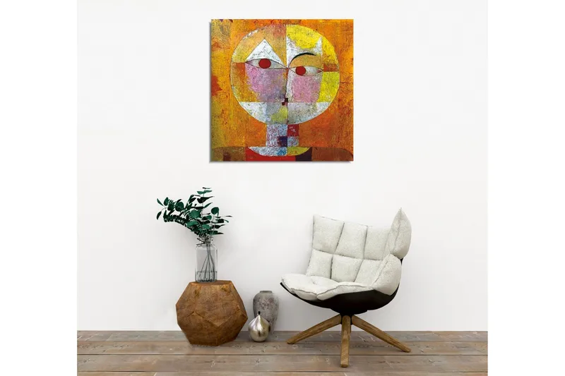 Canvas-taulu - Abstrakti kasvot geometrisilla muodoilla ja vahvoilla väreillä - Oranssi / Punainen / Valkoinen - Sisustustuotteet - Taulu & taide - Canvas-taulu