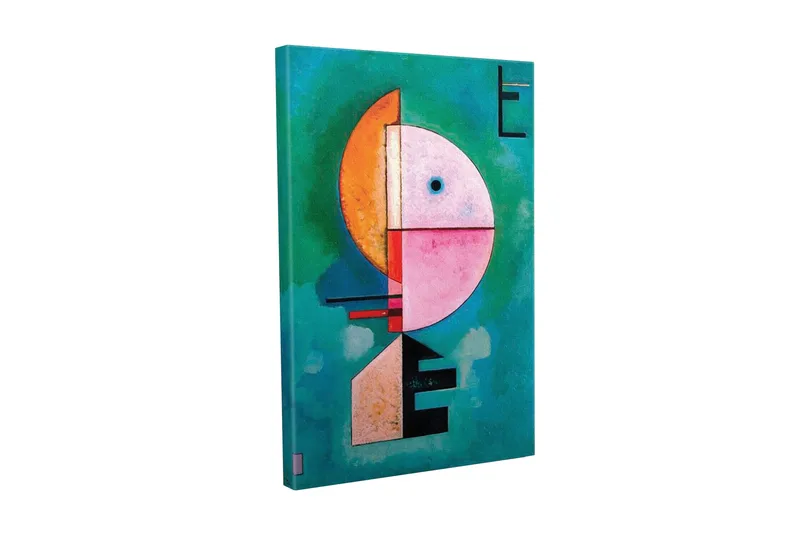 Canvas-taulu - Abstrakti kasvot geometrisilla muodoilla, Turkoosi / Vaaleanpunainen / Oranssi