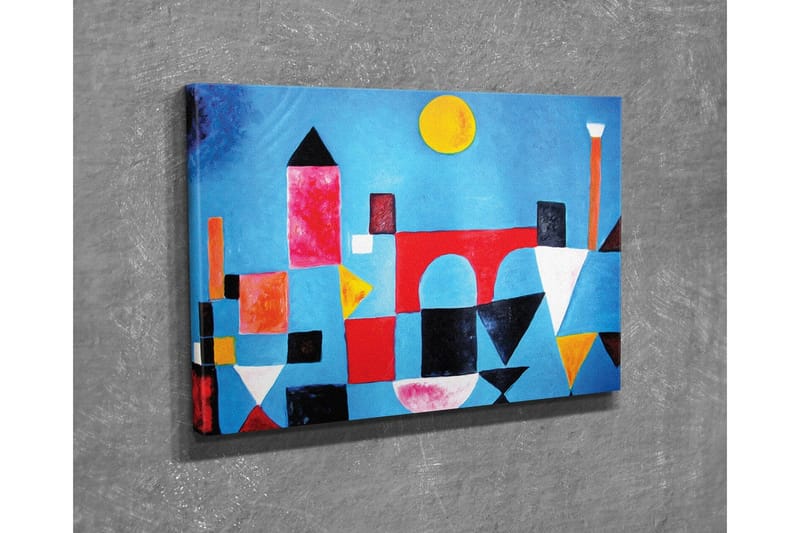 Canvas-taulu - Abstrakti kaupunkikuva geometrisilla muodoilla ja värikkäillä rakennuksilla - Sininen / Punainen / Musta - Sisustustuotteet - Taulu & taide - Canvas-taulu