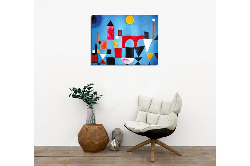 Canvas-taulu - Abstrakti kaupunkikuva geometrisilla muodoilla ja värikkäillä rakennuksilla - Sininen / Punainen / Musta - Sisustustuotteet - Taulu & taide - Canvas-taulu