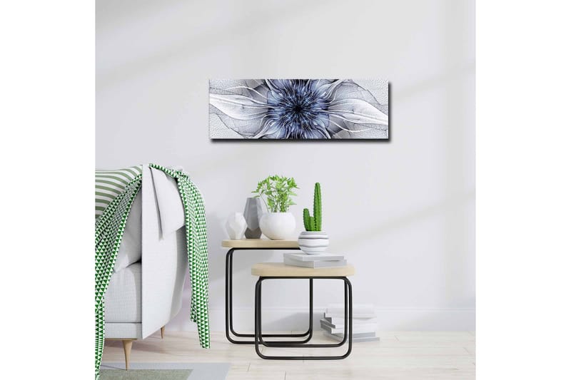 Canvas-taulu - Abstrakti kukka-aihe kelluvilla muodoilla - Sininen / Valkoinen / Musta - Sisustustuotteet - Taulu & taide - Canvas-taulu