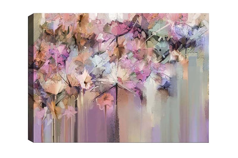 Canvas-taulu - Abstrakti kukka-asetelma pehmeissä pastelliväreissä, Violetti / Vaaleanpunainen / Beige