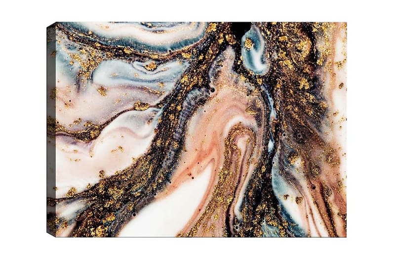 Canvas-taulu - Abstrakti kuvio mustilla ja kultaisilla elementeillä - Kulta / Musta / Vaaleanpunainen - Sisustustuotteet - Taulu & taide - Canvas-taulu