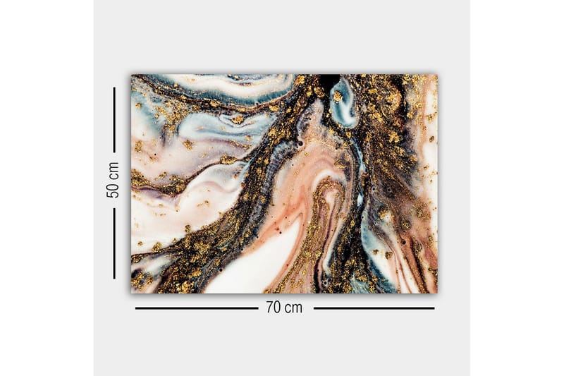 Canvas-taulu - Abstrakti kuvio mustilla ja kultaisilla elementeillä - Kulta / Musta / Vaaleanpunainen - Sisustustuotteet - Taulu & taide - Canvas-taulu