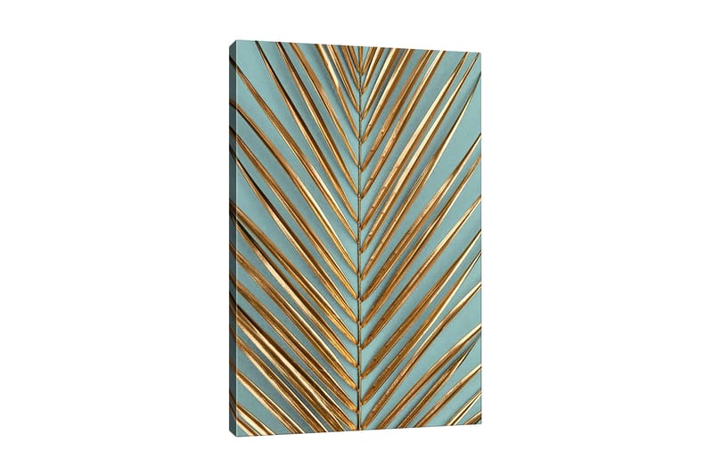 Canvas-taulu - Abstrakti lehtisommitelma kultaisilla viivoilla - Kulta / Turkoosi - Sisustustuotteet - Taulu & taide - Canvas-taulu