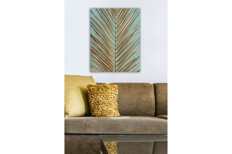 Canvas-taulu - Abstrakti lehtisommitelma kultaisilla viivoilla - Kulta / Turkoosi - Sisustustuotteet - Taulu & taide - Canvas-taulu