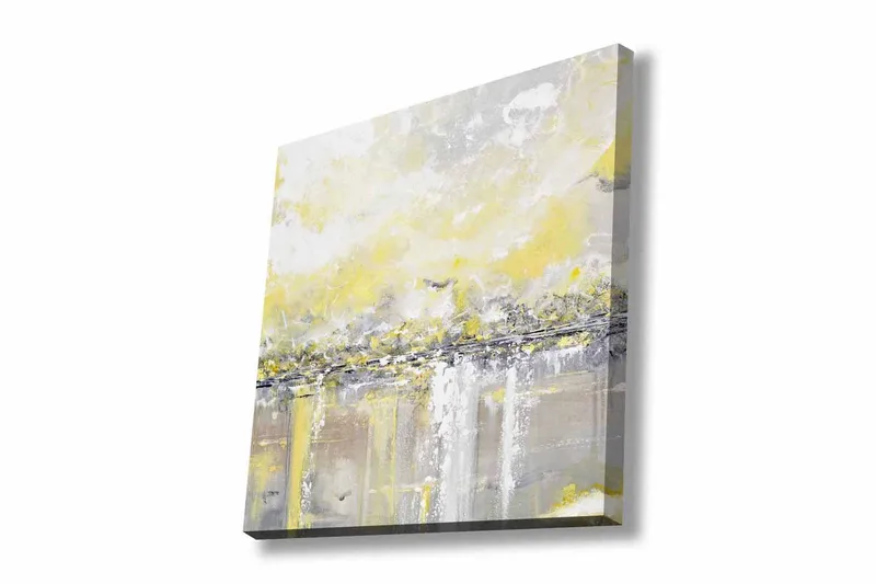 Canvas-taulu - Abstrakti maisema kirkkaan keltaisen ja harmaan sävyillä, Keltainen / Harmaa