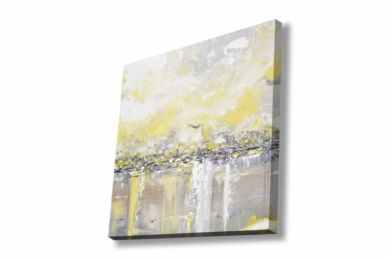 Canvas-taulu - Abstrakti maisema kirkkaan keltaisen ja harmaan sävyillä, Keltainen / Harmaa