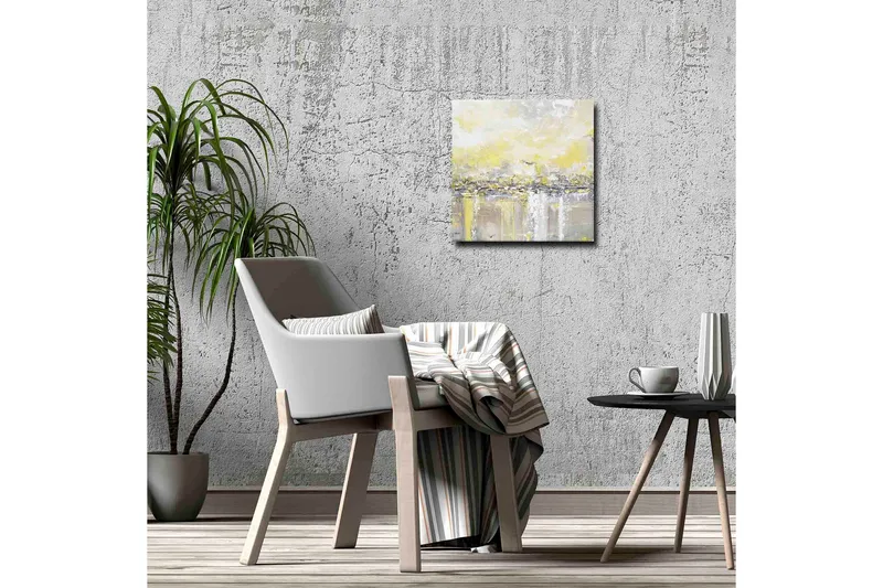 Canvas-taulu - Abstrakti maisema kirkkaan keltaisen ja harmaan sävyillä - Keltainen / Harmaa - Sisustustuotteet - Taulu & taide - Canvas-taulu