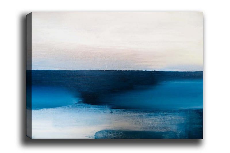 Canvas-taulu - Abstrakti maisema sinisen sävyillä, Tummansininen / Vaaleansininen / Valkoinen