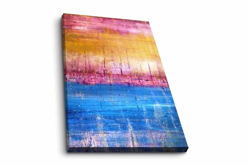 Canvas-taulu - Abstrakti maisema taivaallisilla värimuutoksilla, Kulta / Vaaleanpunainen / Sininen