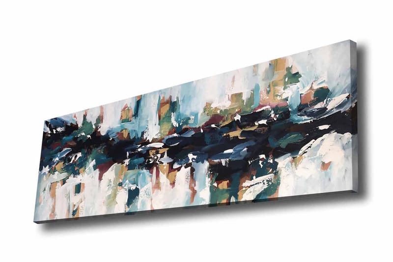 Canvas-taulu - Abstrakti maisema virtaavilla muodoilla ja väreillä, Tummansininen / Turkoosi / Beige