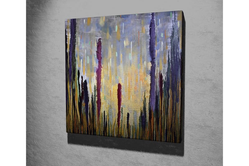 Canvas-taulu - Abstrakti maisema pystysuorilla muodoilla - Violetti / Kulta / Vihreä - Sisustustuotteet - Taulu & taide - Canvas-taulu