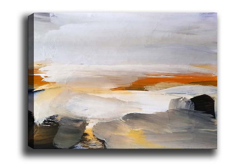 Canvas-taulu - Abstrakti maisema pehmeillä värisiirtymillä, Harmaa / Oranssi / Valkoinen