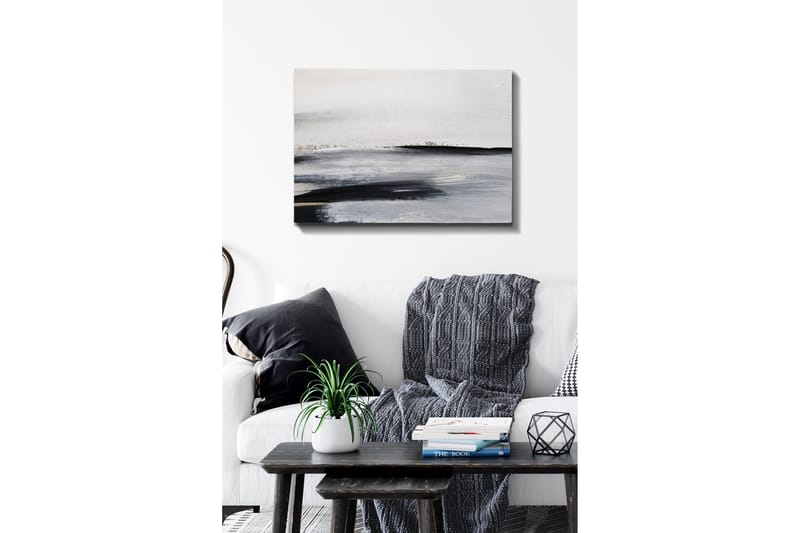 Canvas-taulu - Abstrakti maisema pehmeillä viivoilla ja harmaan sävyillä - Valkoinen / Musta / Harmaa - Sisustustuotteet - Taulu & taide - Canvas-taulu