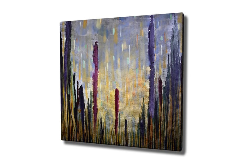 Canvas-taulu - Abstrakti maisema pystysuorilla muodoilla - Violetti / Kulta / Vihreä - Sisustustuotteet - Taulu & taide - Canvas-taulu