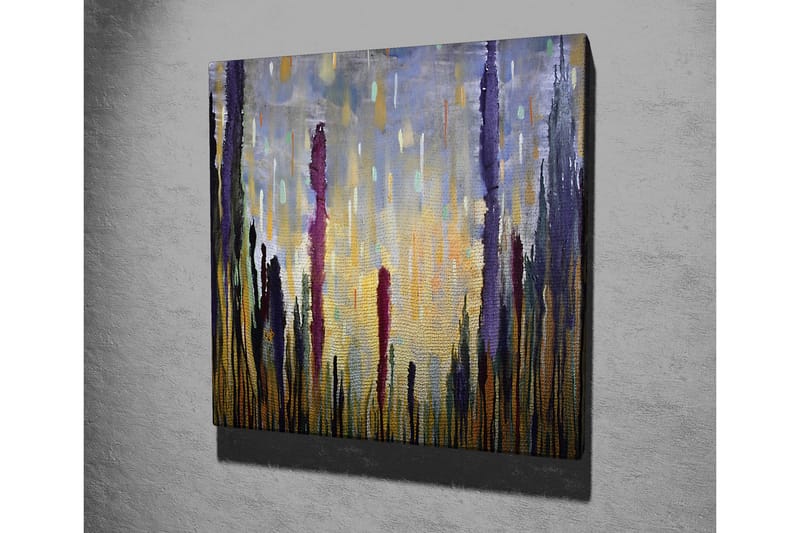Canvas-taulu - Abstrakti maisema pystysuorilla muodoilla - Violetti / Kulta / Vihreä - Sisustustuotteet - Taulu & taide - Canvas-taulu