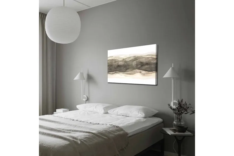 Canvas-taulu - Abstrakti maisema pehmeillä, aaltoilevilla muodoilla - Harmaa / Beige / Valkoinen - Sisustustuotteet - Taulu & taide - Canvas-taulu