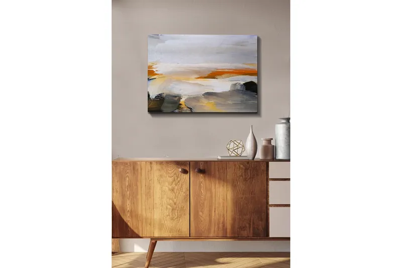 Canvas-taulu - Abstrakti maisema pehmeillä värisiirtymillä - Harmaa / Oranssi / Valkoinen - Sisustustuotteet - Taulu & taide - Canvas-taulu