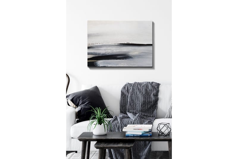 Canvas-taulu - Abstrakti maisema pehmeillä viivoilla ja harmaan sävyillä - Valkoinen / Musta / Harmaa - Sisustustuotteet - Taulu & taide - Canvas-taulu